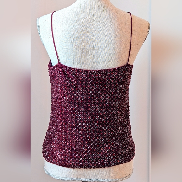 Vintage Silk Sequence Blouse Camisole, Ann Taylor, Size 6, Crimson - Picture 6 of 6
